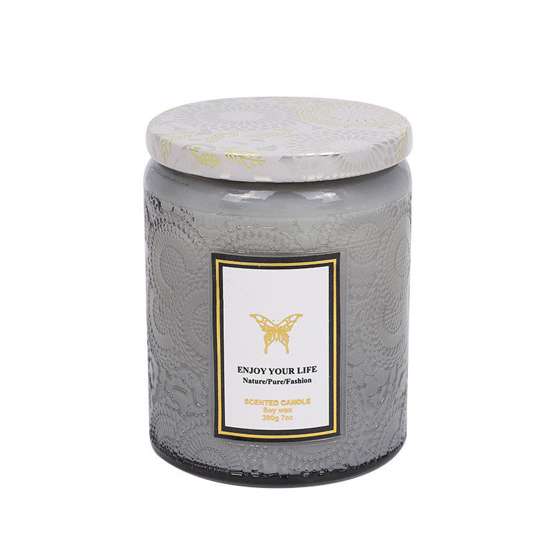 Embossed Glass Fragrance Handmade Gift Aromatherapy Soy Candles